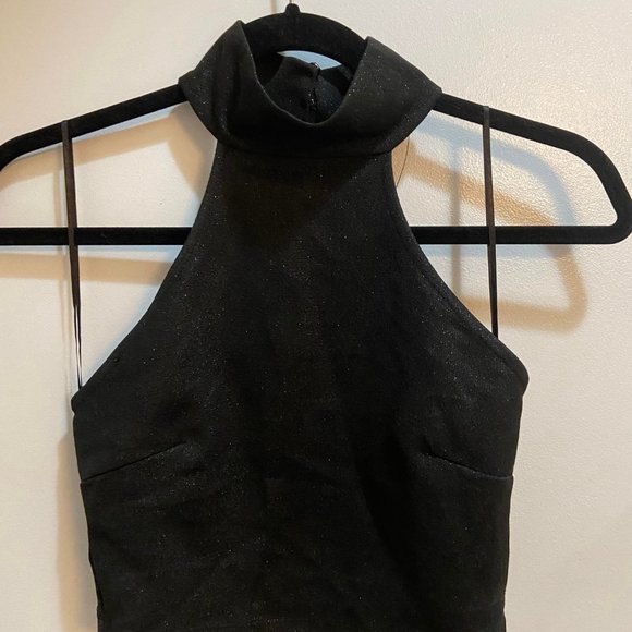 Black Glitter Halter Crop Top, size S - Picture 1 of 2